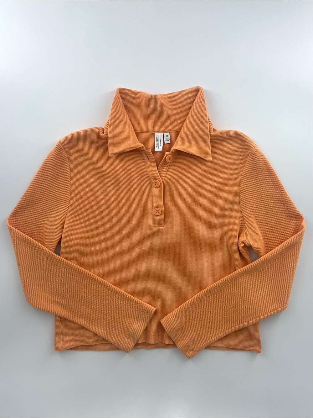 & Other Stories Orange Ribbed Collared Polo Size XS
